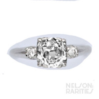 1.53ct Cushion-Cut Diamond (G/VS2), Diamond and Platinum Ring