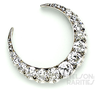 Diamond, Gold and Platinum Crescent Brooch