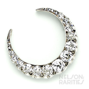 Diamond, Gold and Platinum Crescent Brooch