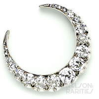 Diamond, Gold and Platinum Crescent Brooch