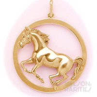 Gold Horse in Circle Pendant