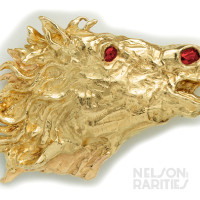 Burma Ruby, Spinel and Gold Horse Head  Brooch/Pendant