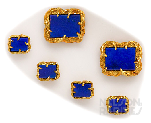 Lapis Lazuli and Gold Cufflink and Stud Set