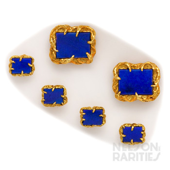 Lapis Lazuli and Gold Cufflink and Stud Set
