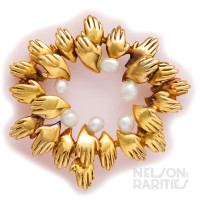 Pearl and Gold “Hands” Brooch