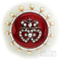 Jubilee Enamel, Diamond, Pearl, Gold and Silver Brooch