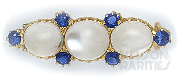 Moonstone, Sapphire and Gold Brooch