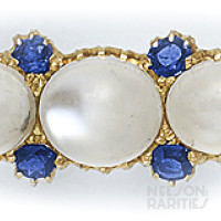 Moonstone, Sapphire and Gold Brooch