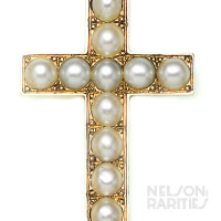 Natural Pearl and Gold Cross Pendant/Brooch