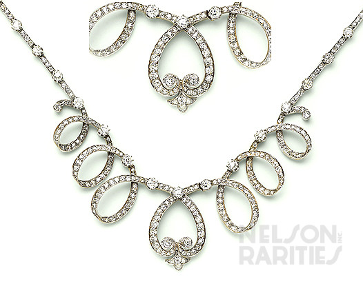 Diamond, Silver and Gold Swirl Necklace