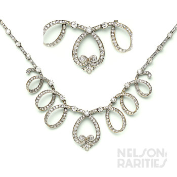 Diamond, Silver and Gold Swirl Necklace