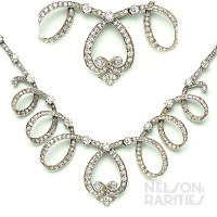 Diamond, Silver and Gold Swirl Necklace