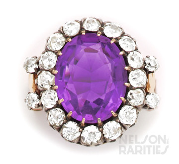 Amethyst, Diamond, Silver and Gold Cluster Ring