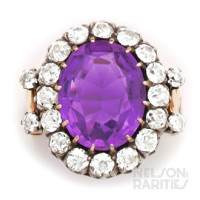 Amethyst, Diamond, Silver and Gold Cluster Ring