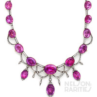 Georgian Amethyst, Diamond and Silver Festoon Necklace