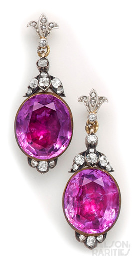 Georgian Amethyst, Diamond, Silver and  Gold Drop Earrings