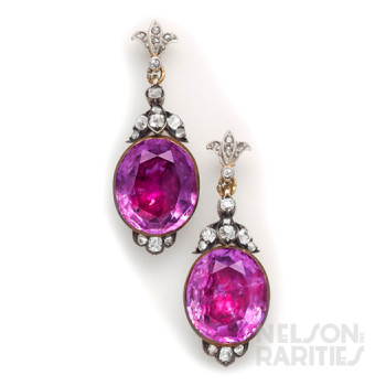 Georgian Amethyst, Diamond, Silver and  Gold Drop Earrings