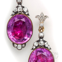 Georgian Amethyst, Diamond, Silver and  Gold Drop Earrings