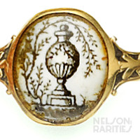 Georgian-Era, Painted Ivory, Enamel and Gold Memorial Ring Dated Nov. 29, 1774