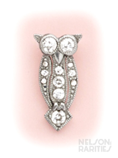 Diamond and Platinum Owl Stickpin