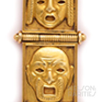 Gold Watch Fob of Ancient Theatrical Masks