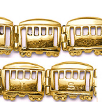 Carved Gold Parisian Train Bracelet