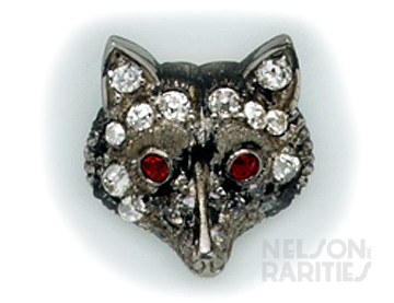 Diamond, Ruby, Gold and Platinum Fox Head Stickpin