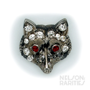 Diamond, Ruby, Gold and Platinum Fox Head Stickpin