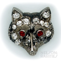 Diamond, Ruby, Gold and Platinum Fox Head Stickpin