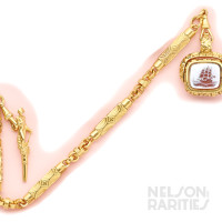Carved Agate and Gold Watch Chain of Admiral Lord Nelson and H.M.S. Victory
