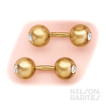 Diamond and Gold Barbell Cufflinks