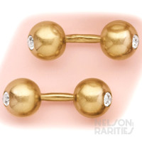 Diamond and Gold Barbell Cufflinks