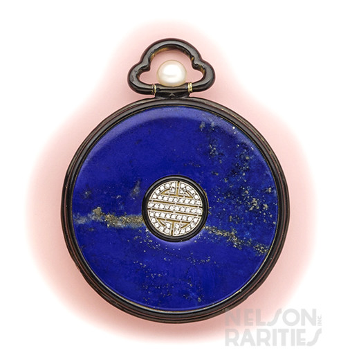 Lapis Lazuli, Enamel, Pearl, Diamond, Gold and Platinum Pocket Watch