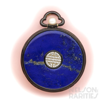 Lapis Lazuli, Enamel, Pearl, Diamond, Gold and Platinum Pocket Watch