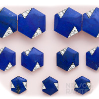 Lapis Lazuli, Diamond, Gold and Platinum Complete  Stud, Cufflink and Vest Button Set