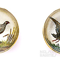 Reverse Crystal Intaglio and Gold Game Bird Cufflinks