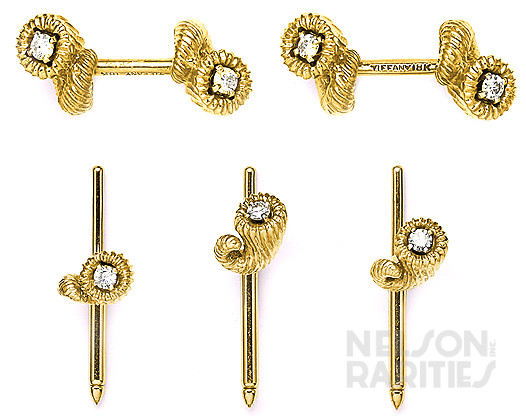 Diamond and Gold Cufflink and Stud Set