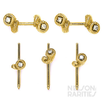 Diamond and Gold Cufflink and Stud Set