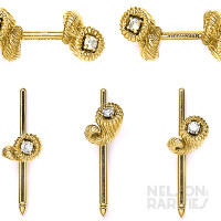 Diamond and Gold Cufflink and Stud Set