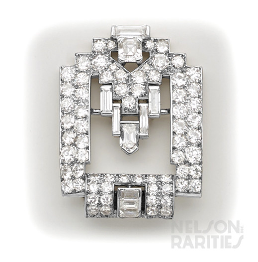 Diamond and Platinum Clip Brooch