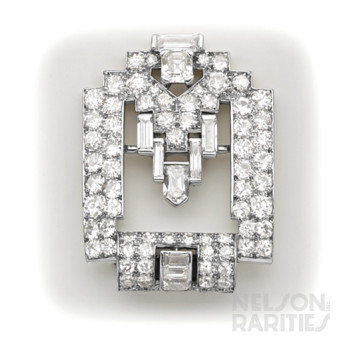 Diamond and Platinum Clip Brooch